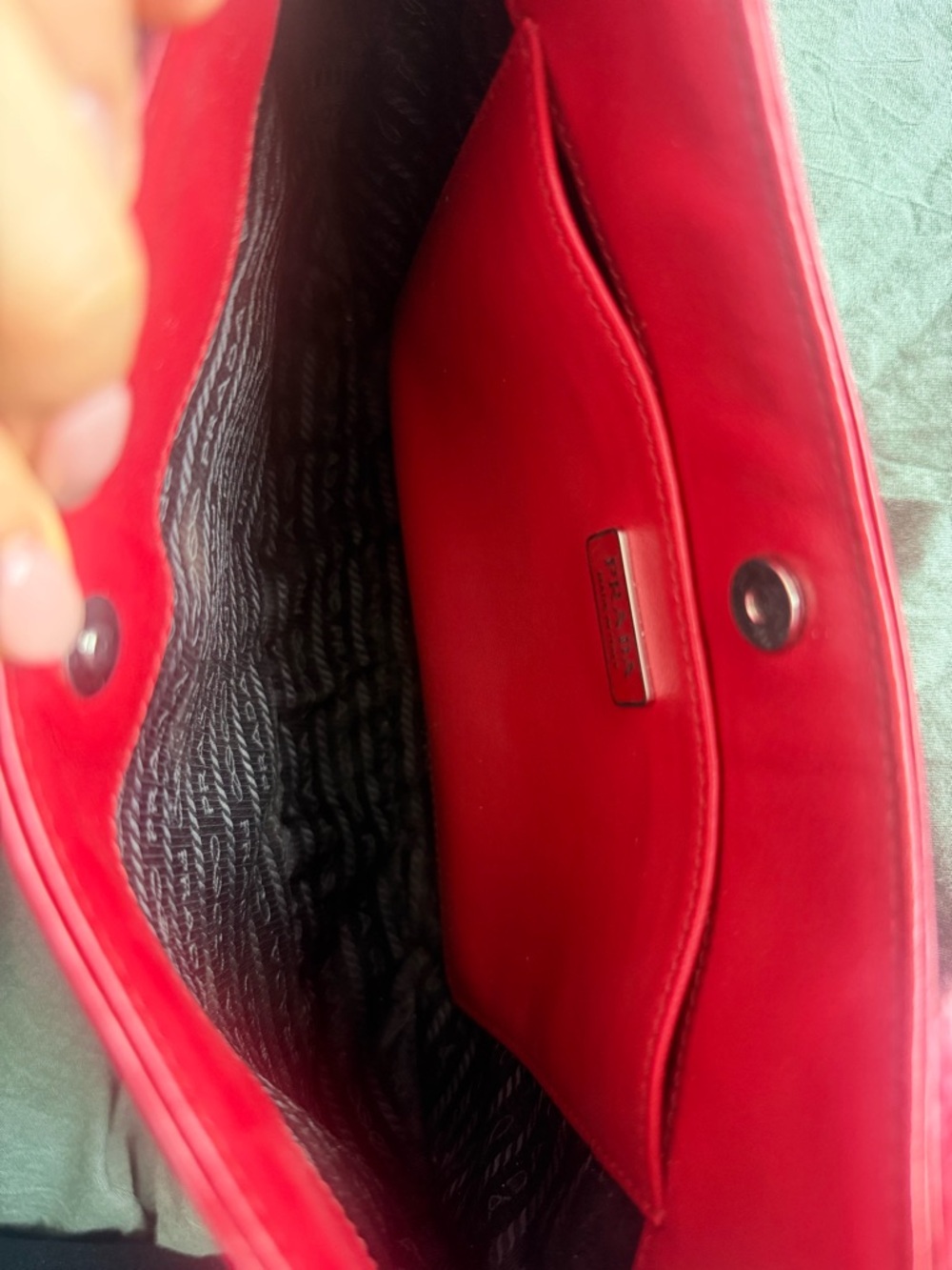 Prada Cherry Red Cleo Brushed Leather Shoulder Bag - Picture 7 of 7
